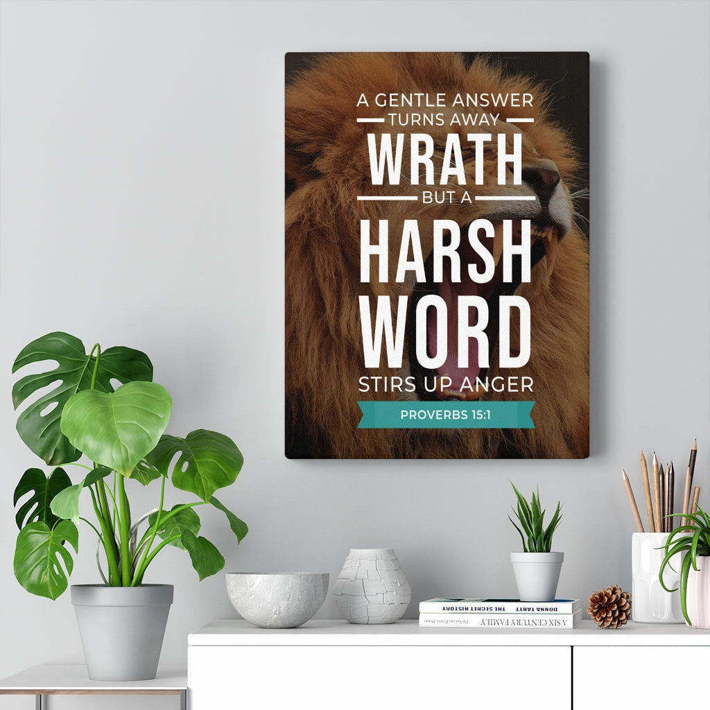 Scripture Canvas The Tongue of The Wise Proverbs 15:1? Christian Wall Art Bible Verse Meaningful Home Decor Gifts Unique Housewarming Gift Ideas Framed Prints, Canvas