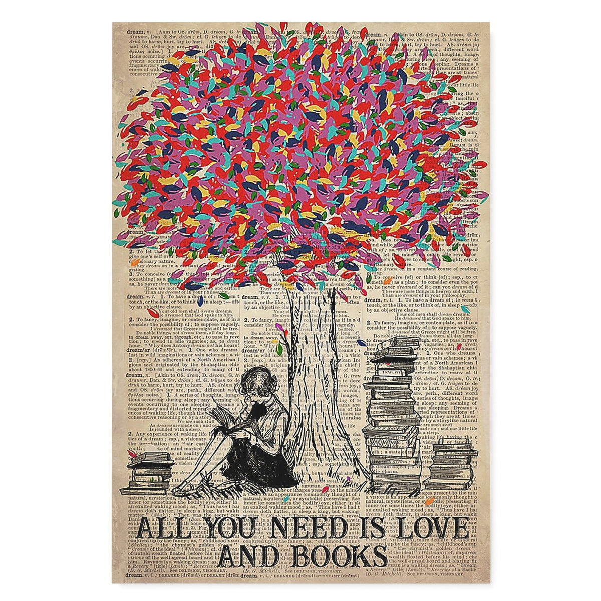 All You Need Is Love And Books Gift Ideas For Book Lovers Home Worm Her Wife Friend Woman Decorations Housewarming Home Decor Wall Art Gift Ideas Framed Prints, Canvas