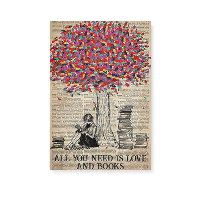All You Need Is Love And Books Gift Ideas For Book Lovers Home Worm Her Wife Friend Woman Decorations Housewarming Home Decor Wall Art Gift Ideas Framed Prints, Canvas