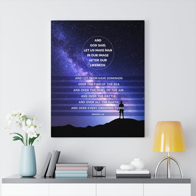 Scripture Canvas Fish of The Sea Genesis 1:26 Christian Wall Art Bible Verse Meaningful Home Decor Gifts Unique Housewarming Gift Ideas Framed Prints, Canvas