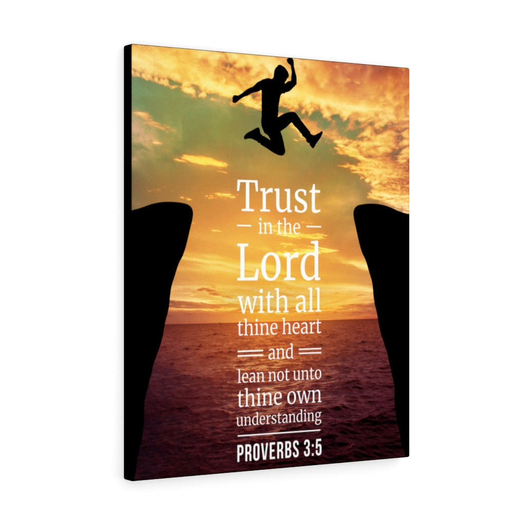 Scripture Canvas Trust in The Lord Proverbs 3:5 Christian Wall Art Bible Verse Meaningful Home Decor Gifts Unique Housewarming Gift Ideas Framed Prints, Canvas