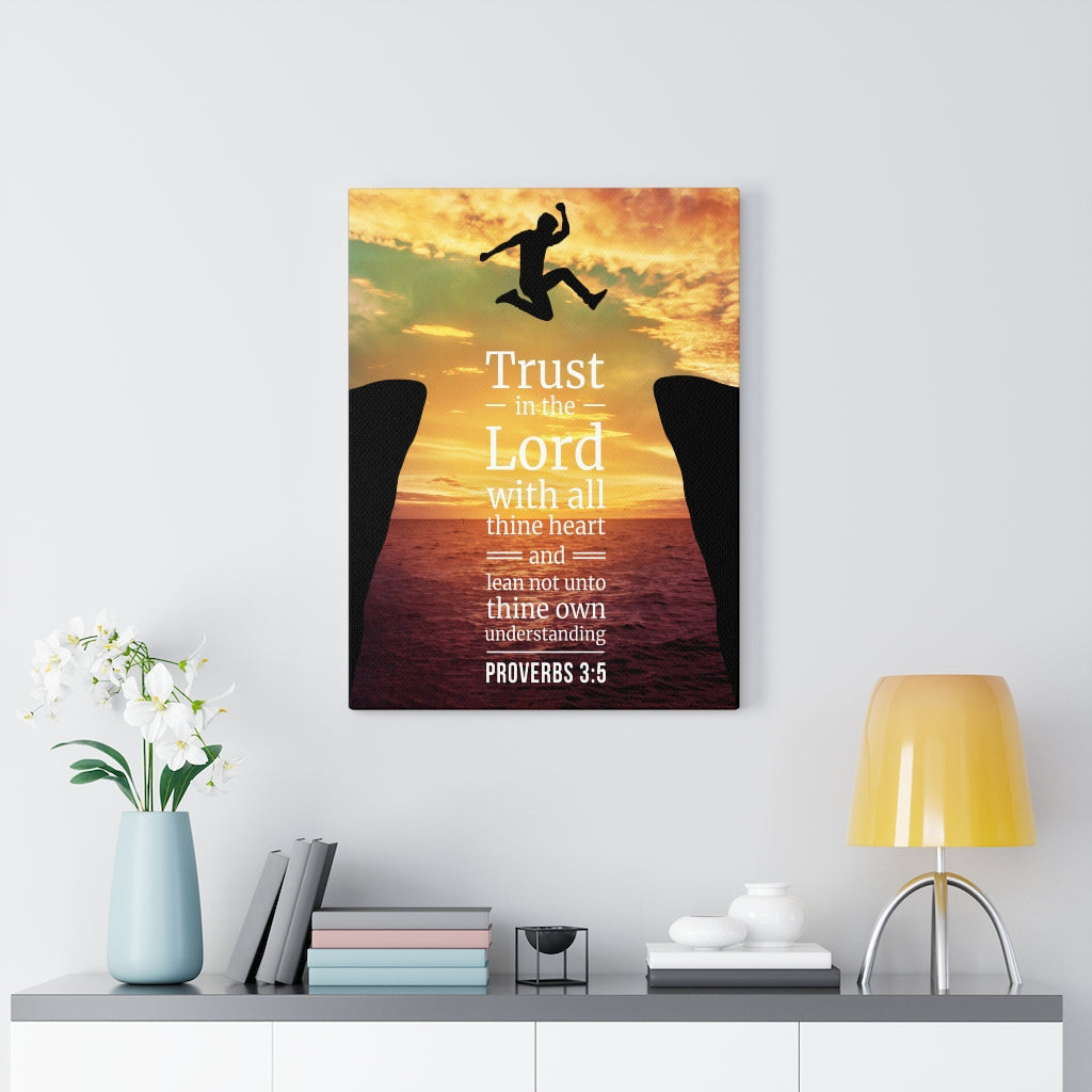 Scripture Canvas Trust in The Lord Proverbs 3:5 Christian Wall Art Bible Verse Meaningful Home Decor Gifts Unique Housewarming Gift Ideas Framed Prints, Canvas