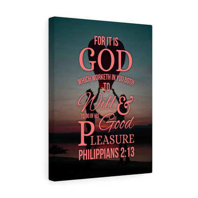 Scripture Canvas His Good Pleasure Philippians 2:13 Christian Wall Art Bible Verse Meaningful Home Decor Gifts Unique Housewarming Gift Ideas Framed Prints, Canvas