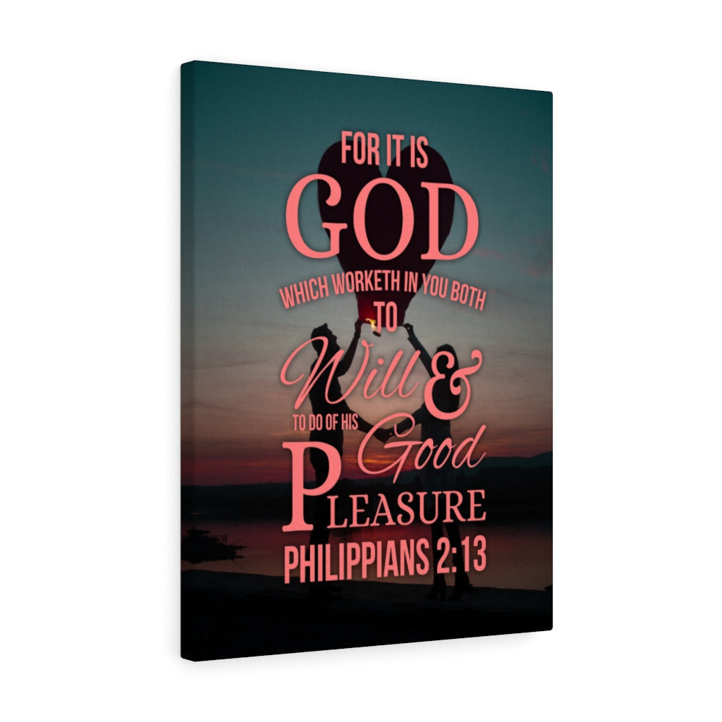 Scripture Canvas His Good Pleasure Philippians 2:13 Christian Wall Art Bible Verse Meaningful Home Decor Gifts Unique Housewarming Gift Ideas Framed Prints, Canvas