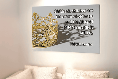 Scripture Canvas  Children Proverbs 17:6 Scripture Christian Wall Art Bible Verse Meaningful Home Decor Gifts Unique Housewarming Gift Ideas Framed Prints, Canvas