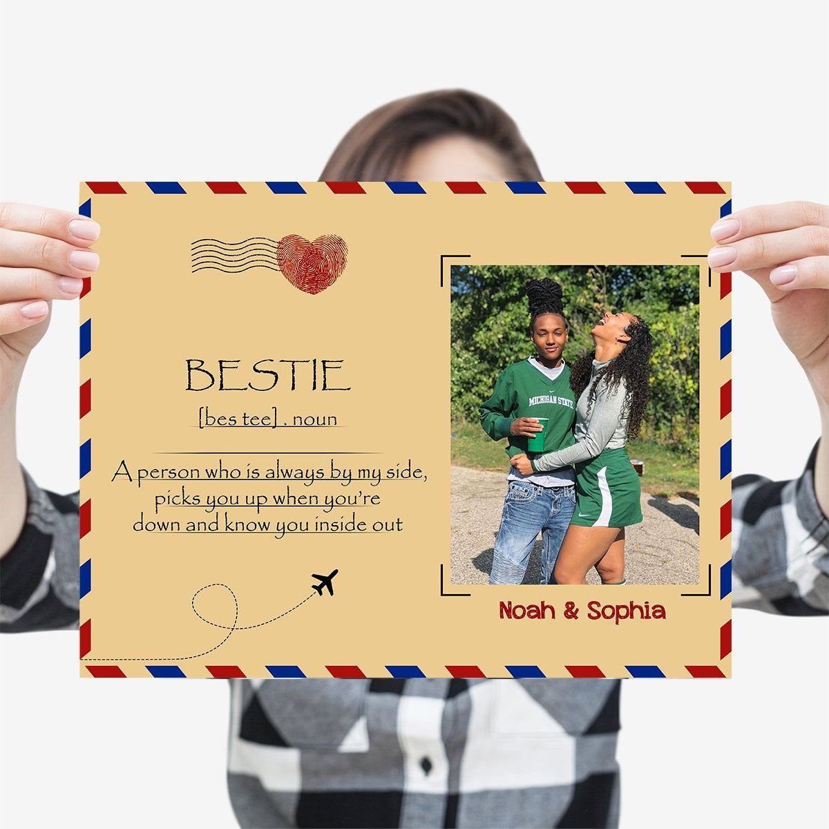 Personalized To Bestie A Person By My Side Wall Art Custom Photo Gift For Best Friends Birthday Anniversary Dad Gifts Mothers Days Mom Father Idea Decor Home Framed Prints, Canvas