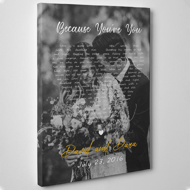 Personalized Home Decor Wall Art Gift Ideas Gift For Husband, Customize Photo Love Song Lyrics Framed Prints, Canvas