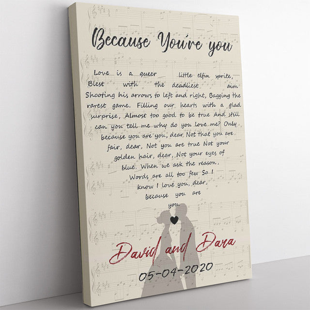 Personalized Wall Art Gift For Girlfriend, First Love Song Lyrics Heart Framed Prints, Canvas