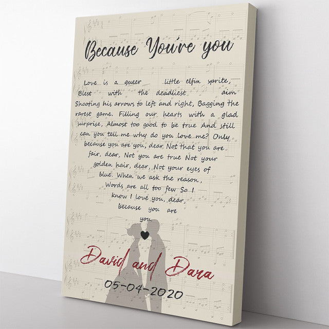 Personalized Wall Art Gift For Girlfriend, First Love Song Lyrics Heart Framed Prints, Canvas