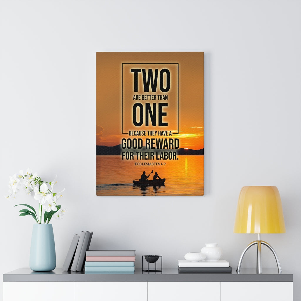 Scripture Canvas Two Are Better Than One Ecclesiastes 4:9 Christian Wall Art Bible Verse Meaningful Home Decor Gifts Unique Housewarming Gift Ideas Framed Prints, Canvas