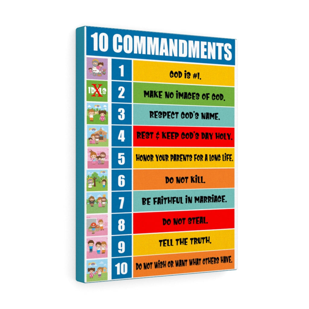 Scripture Canvas 10 Commandments for Kids Christian Home Decor Scripture Art