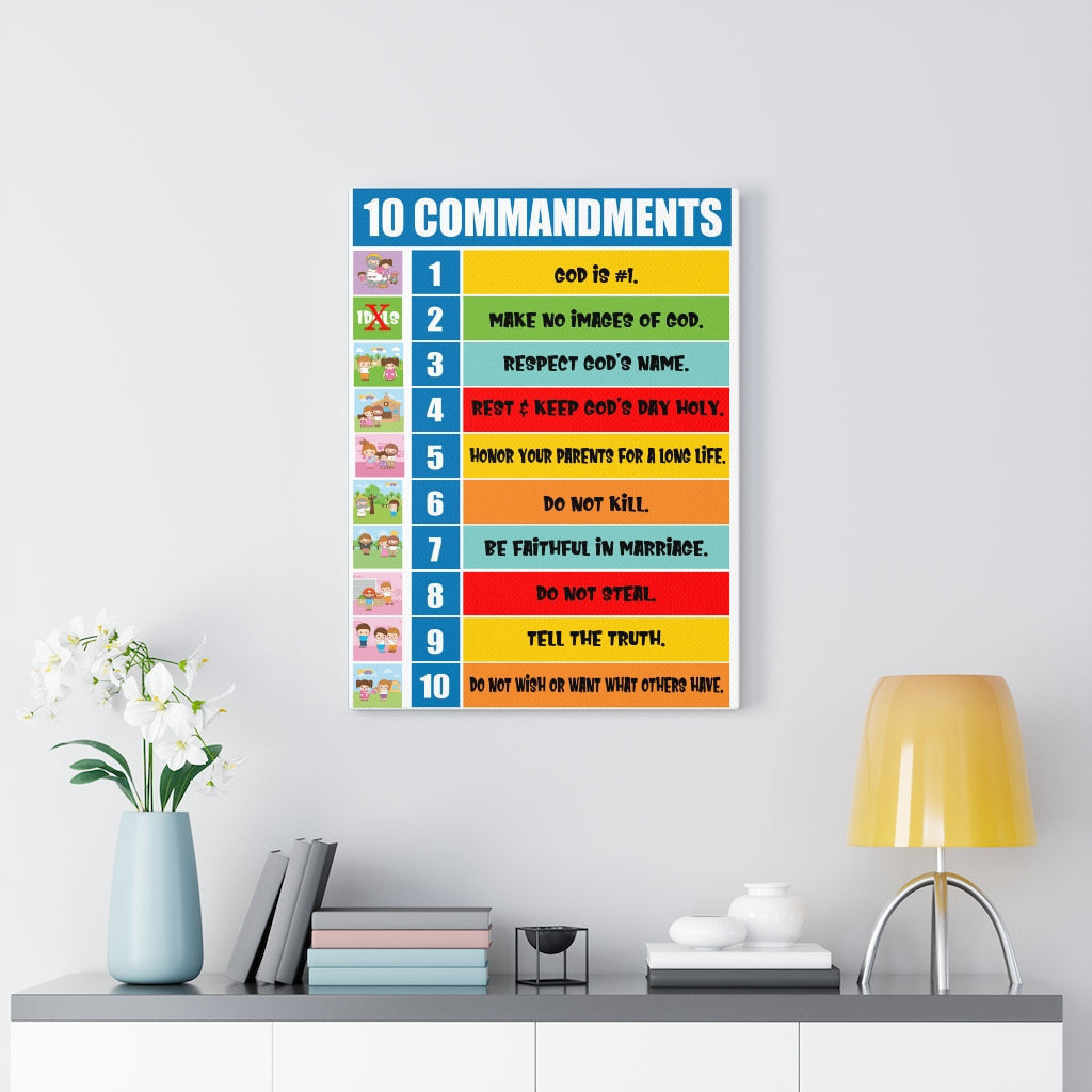 Scripture Canvas 10 Commandments for Kids Christian Home Decor Scripture Art