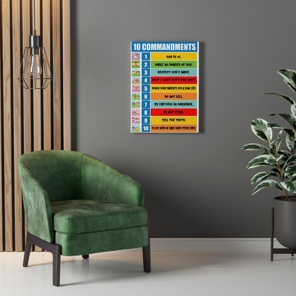 Scripture Canvas 10 Commandments for Kids Christian Home Decor Scripture Art