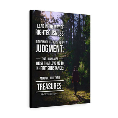 Scripture Canvas Paths of Judgment Proverbs 8:20?-?2 Christian Wall Art Bible Verse Meaningful Home Decor Gifts Unique Housewarming Gift Ideas Framed Prints, Canvas