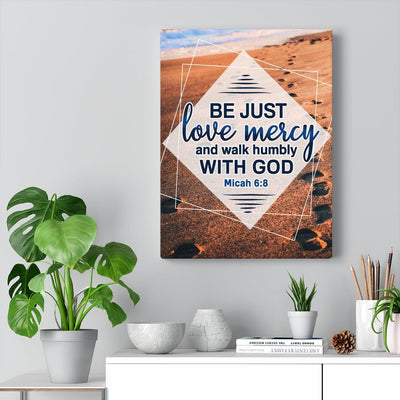 Scripture Canvas Walk Humbly With God Micah 6:8 Christian Wall Art Bible Verse Meaningful Home Decor Gifts Unique Housewarming Gift Ideas Framed Prints, Canvas