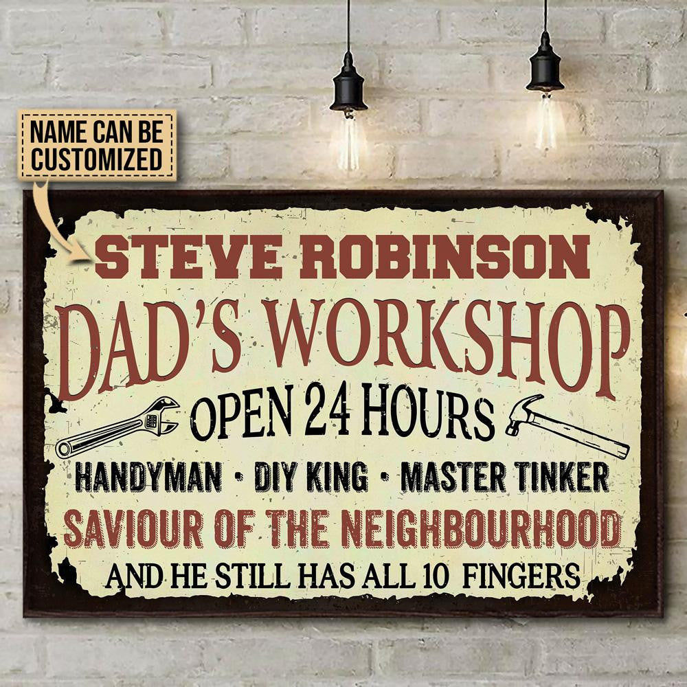 Personalized Canvas Frames Home Decoration Handyman Dad Workshop Diy King Wall Art Mom Gift Home Decor Framed Prints, Canvas
