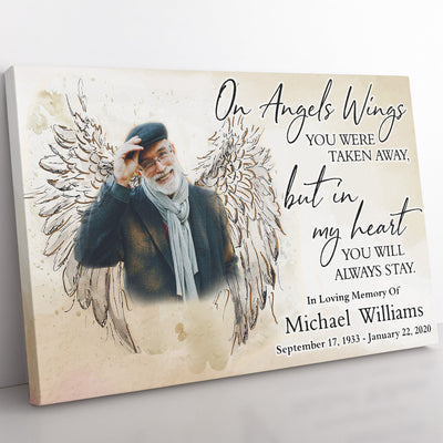 Sympathy Home Decor Wall Art Gift Ideas Gift for Loss of Loved One, On Angels Wings Family Memorial Gift Home Decor Wall Art Gift Ideas Framed Prints, Canvas