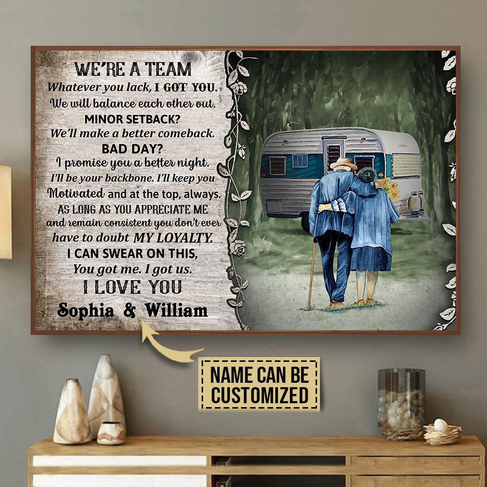 Personalized Canvas Frames Home Decoration Camping Old Couple Were A Team  Framed Prints, Canvas
