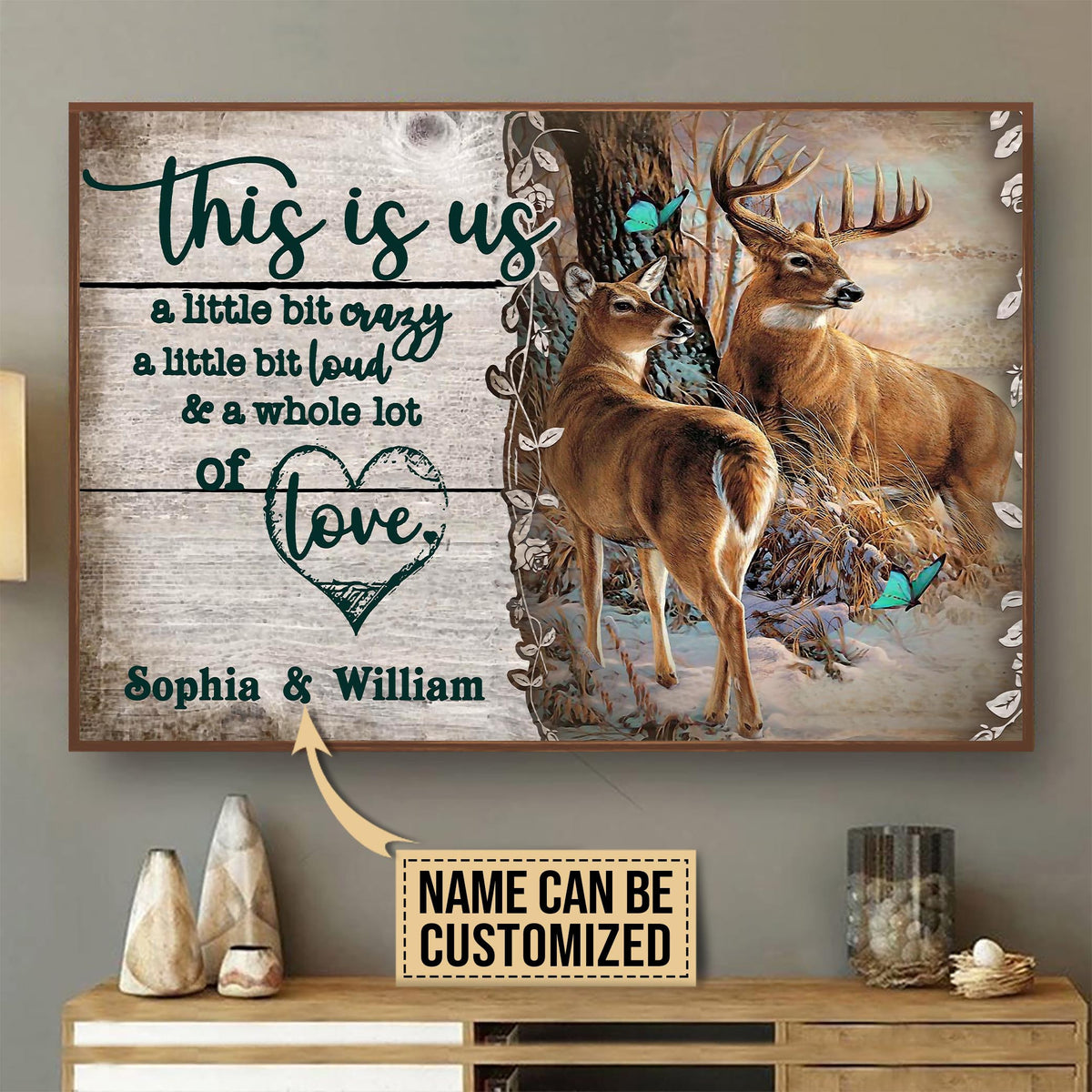 Personalized Canvas Frames Home Decoration Deer Butterfly A Little Bit Of  Framed Prints, Canvas