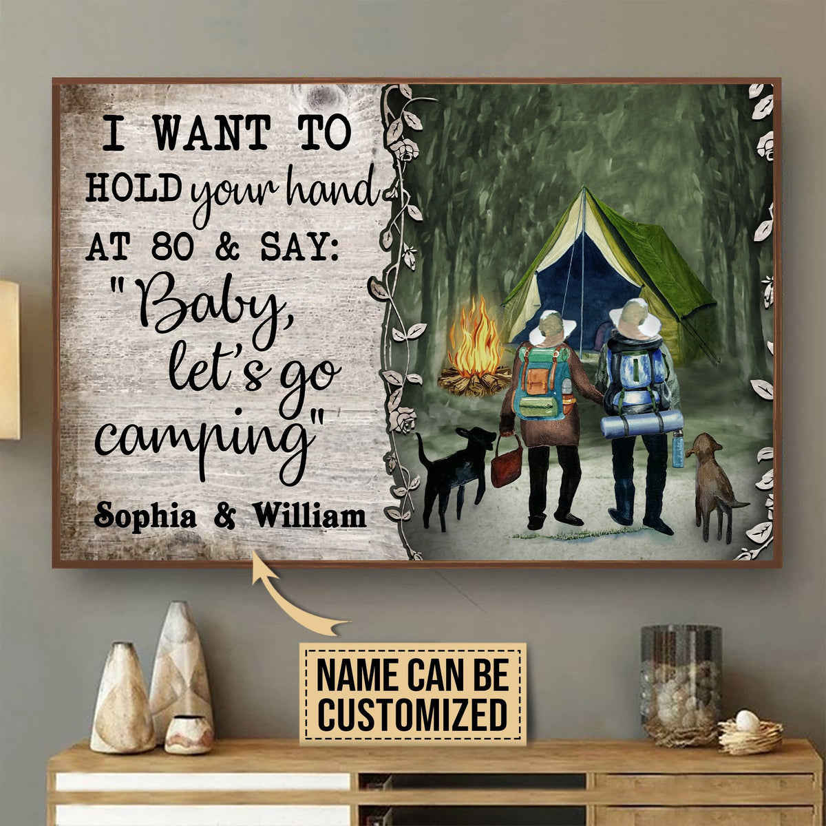 Personalized Canvas Frames Home Decoration Camping Tent Package Hold Your Hand  Framed Prints, Canvas