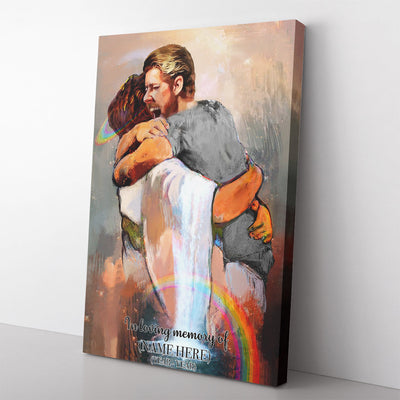 First Day in Heaven Home Decor Wall Art Gift Ideas, Hug of God, in Hands of God, Memorial Gifts, Personalized Memorial Gifts for Men Framed Prints, Canvas