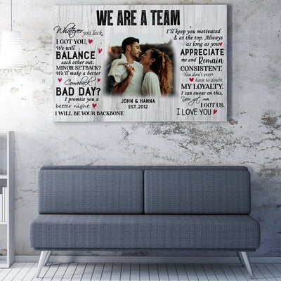 We Are a Team Gift Ideas for Her, Custom Photo Anniversary Gift Home Decor Wall Art Gift Ideas for Wife Framed Prints, Canvas
