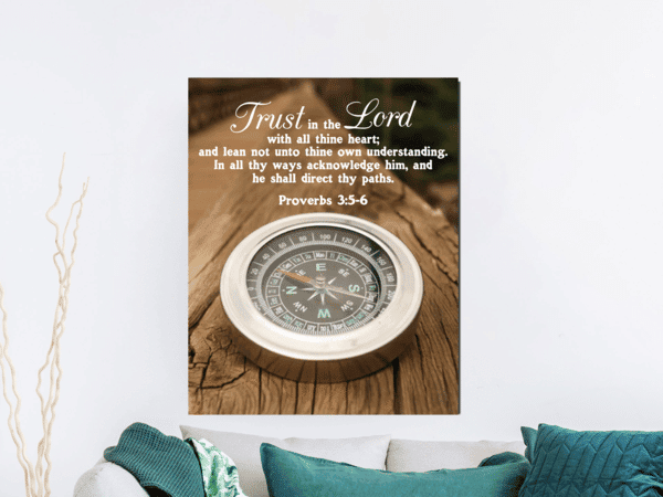 Scripture Canvas Direct Thy Paths Proverbs 3:5-6 Christian Wall Art Bible Verse Meaningful Home Decor Gifts Unique Housewarming Gift Ideas Framed Prints, Canvas