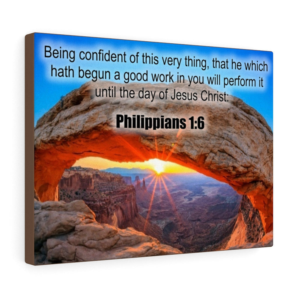 Scripture Canvas Being Confident Philippians 1:6 Christian Wall Art Bible Verse Meaningful Home Decor Gifts Unique Housewarming Gift Ideas Framed Prints, Canvas