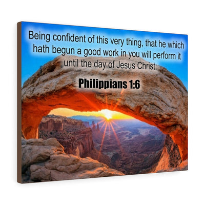 Scripture Canvas Being Confident Philippians 1:6 Christian Wall Art Bible Verse Meaningful Home Decor Gifts Unique Housewarming Gift Ideas Framed Prints, Canvas