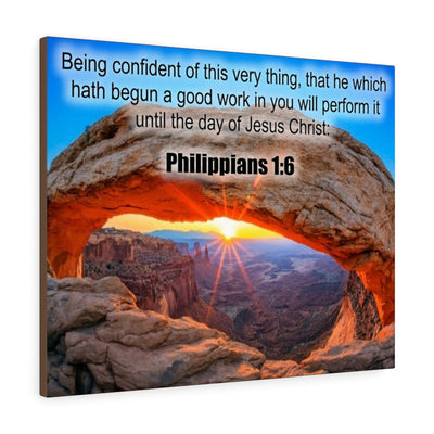 Scripture Canvas Being Confident Philippians 1:6 Christian Wall Art Bible Verse Meaningful Home Decor Gifts Unique Housewarming Gift Ideas Framed Prints, Canvas