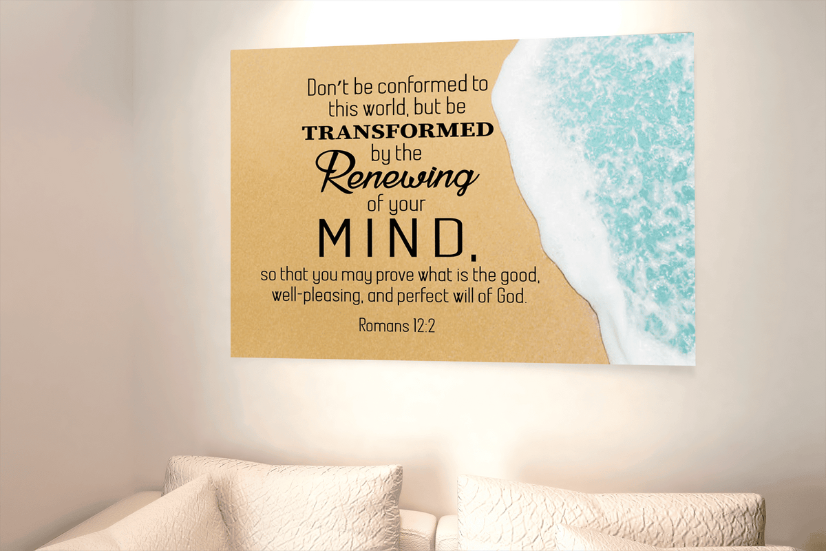 Renewing of the Mind Canvas Romans 12:2 Christian Wall Art Bible Verse Meaningful Home Decor Gifts Unique Housewarming Gift Ideas Framed Prints, Canvas