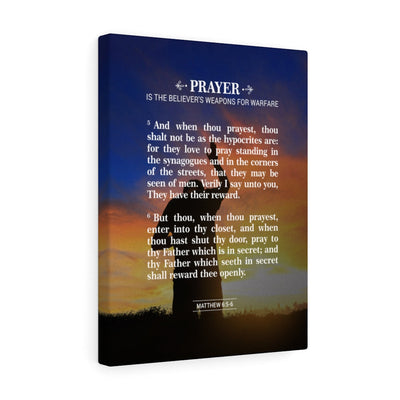 Scripture Canvas Prayer Matthew 6:5-6 Christian Wall Art Bible Verse Meaningful Home Decor Gifts Unique Housewarming Gift Ideas Framed Prints, Canvas