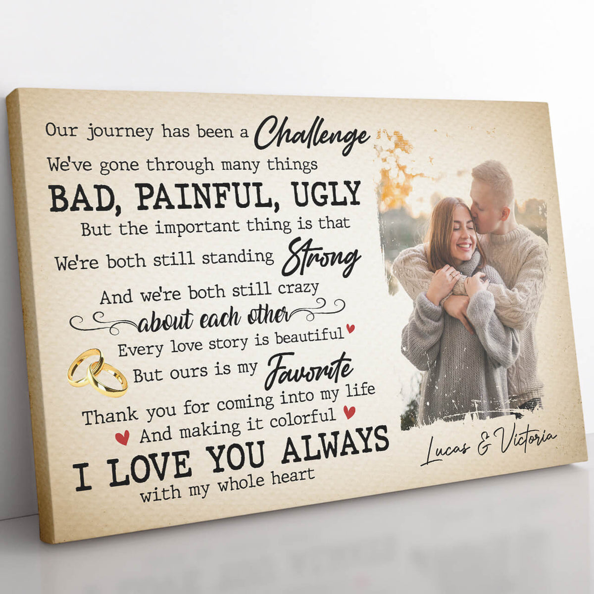 Our Journey Has Been A Challenge Wall Art, I Love You Always Wall Art Gift For Couple Framed Prints, Canvas