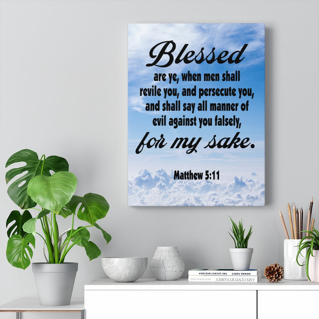 Scripture Canvas Blessed For My Sake Matthew 5:11Christian Wall Art Bible Verse Meaningful Home Decor Gifts Unique Housewarming Gift Ideas Framed Prints, Canvas