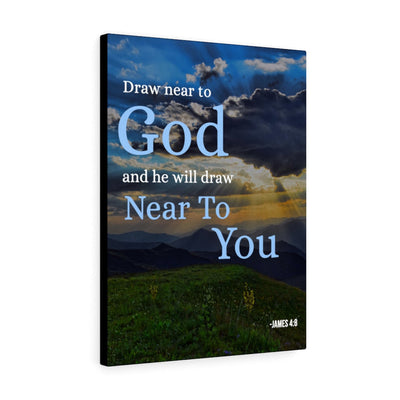 Scripture Canvas Draw Near to God James 4:8 Christian Wall Art Bible Verse Meaningful Home Decor Gifts Unique Housewarming Gift Ideas Framed Prints, Canvas