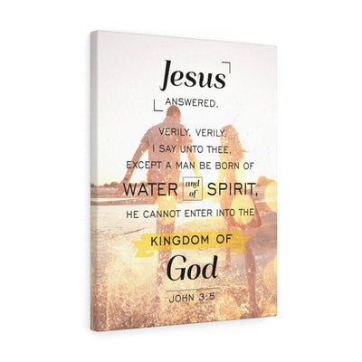 Scripture Canvas Water and of Spirit John 3:5 Christian Wall Art Bible Verse Meaningful Home Decor Gifts Unique Housewarming Gift Ideas Framed Prints, Canvas