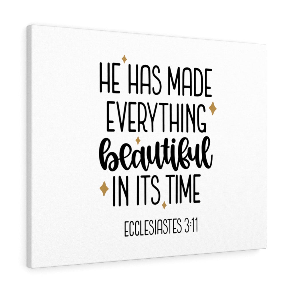 Scripture Canvas Everything Beautiful Ecclesiastes 3:11 Christian Wall Art Bible Verse Meaningful Home Decor Gifts Unique Housewarming Gift Ideas Framed Prints, Canvas