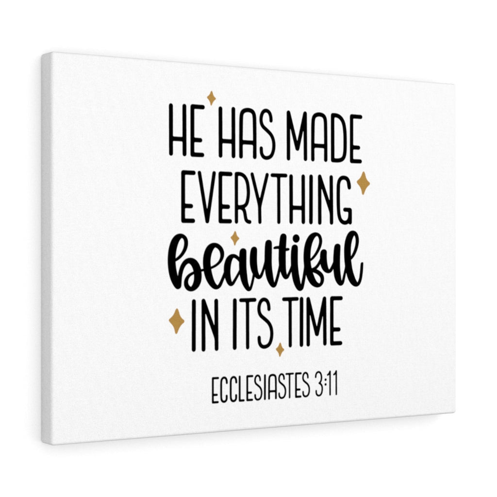 Scripture Canvas Everything Beautiful Ecclesiastes 3:11 Christian Wall Art Bible Verse Meaningful Home Decor Gifts Unique Housewarming Gift Ideas Framed Prints, Canvas