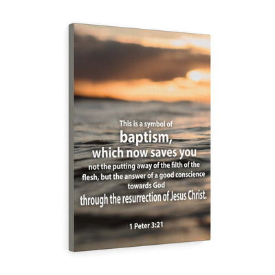 Scripture Canvas Baptism 1 Peter 3:21 Christian Wall Art Bible Verse Meaningful Home Decor Gifts Unique Housewarming Gift Ideas Framed Prints, Canvas