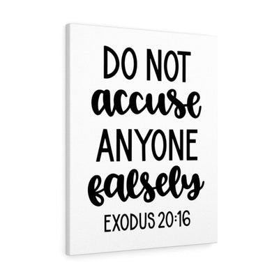 Scripture Canvas Dont Accuse Falsely Exodus 20:16 Christian Wall Art Bible Verse Meaningful Home Decor Gifts Unique Housewarming Gift Ideas Framed Prints, Canvas