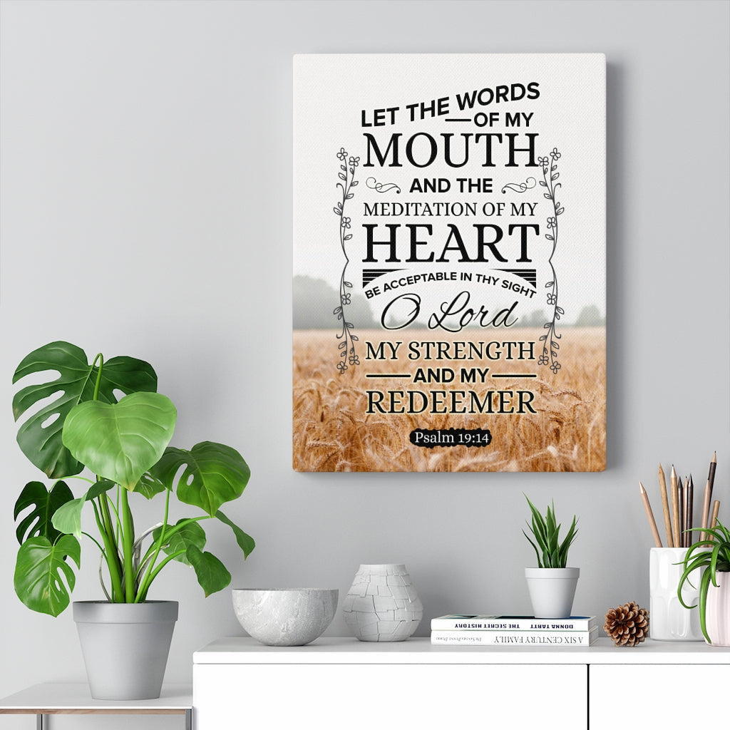 Scripture Canvas Lord My Strength Psalm 19:14 Christian Wall Art Bible Verse Meaningful Home Decor Gifts Unique Housewarming Gift Ideas Framed Prints, Canvas