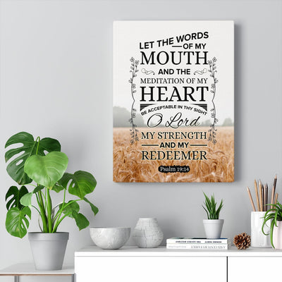 Scripture Canvas Lord My Strength Psalm 19:14 Christian Wall Art Bible Verse Meaningful Home Decor Gifts Unique Housewarming Gift Ideas Framed Prints, Canvas