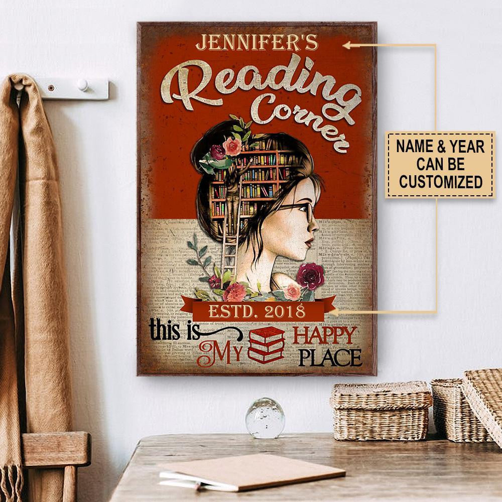 Personalized Canvas Art Painting, Canvas Gallery Hanging Home Decoration  Reading This Is My Happy Place  Framed Prints, Canvas
