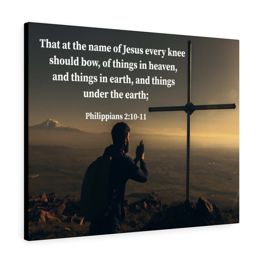 Scripture Canvas Every Knee Shall Bow Philippians 2:10-11 Christian Wall Art Bible Verse Meaningful Home Decor Gifts Unique Housewarming Gift Ideas Framed Prints, Canvas