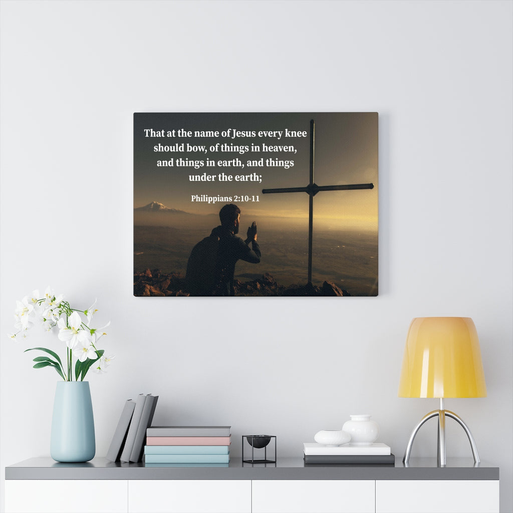 Scripture Canvas Every Knee Shall Bow Philippians 2:10-11 Christian Wall Art Bible Verse Meaningful Home Decor Gifts Unique Housewarming Gift Ideas Framed Prints, Canvas