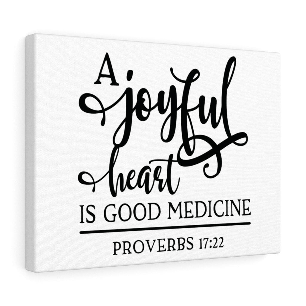 Scripture Canvas A Joyful Heart Proverbs 17:22 Christian Wall Art Bible Verse Meaningful Home Decor Gifts Unique Housewarming Gift Ideas Framed Prints, Canvas
