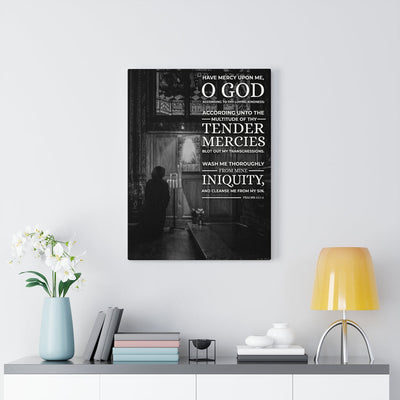Scripture Canvas Have Mercy Psalms 51:1-2 Christian Wall Art Bible Verse Meaningful Home Decor Gifts Unique Housewarming Gift Ideas Framed Prints, Canvas