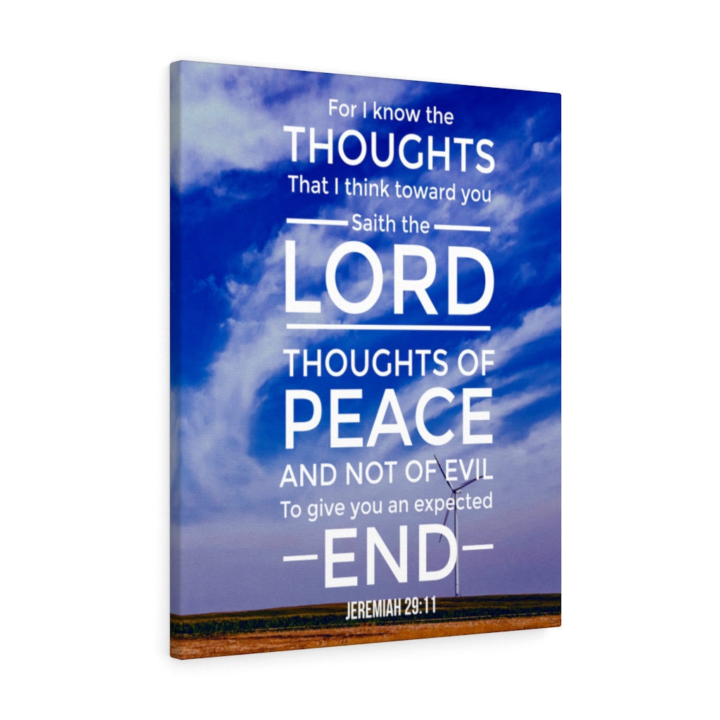 Scripture Canvas Thoughts of Peace Jeremiah 29:11 Christian Wall Art Bible Verse Meaningful Home Decor Gifts Unique Housewarming Gift Ideas Framed Prints, Canvas