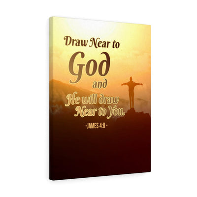 Scripture Canvas Draw Near to God James 4:8 Christian Wall Art Bible Verse Meaningful Home Decor Gifts Unique Housewarming Gift Ideas Framed Prints, Canvas