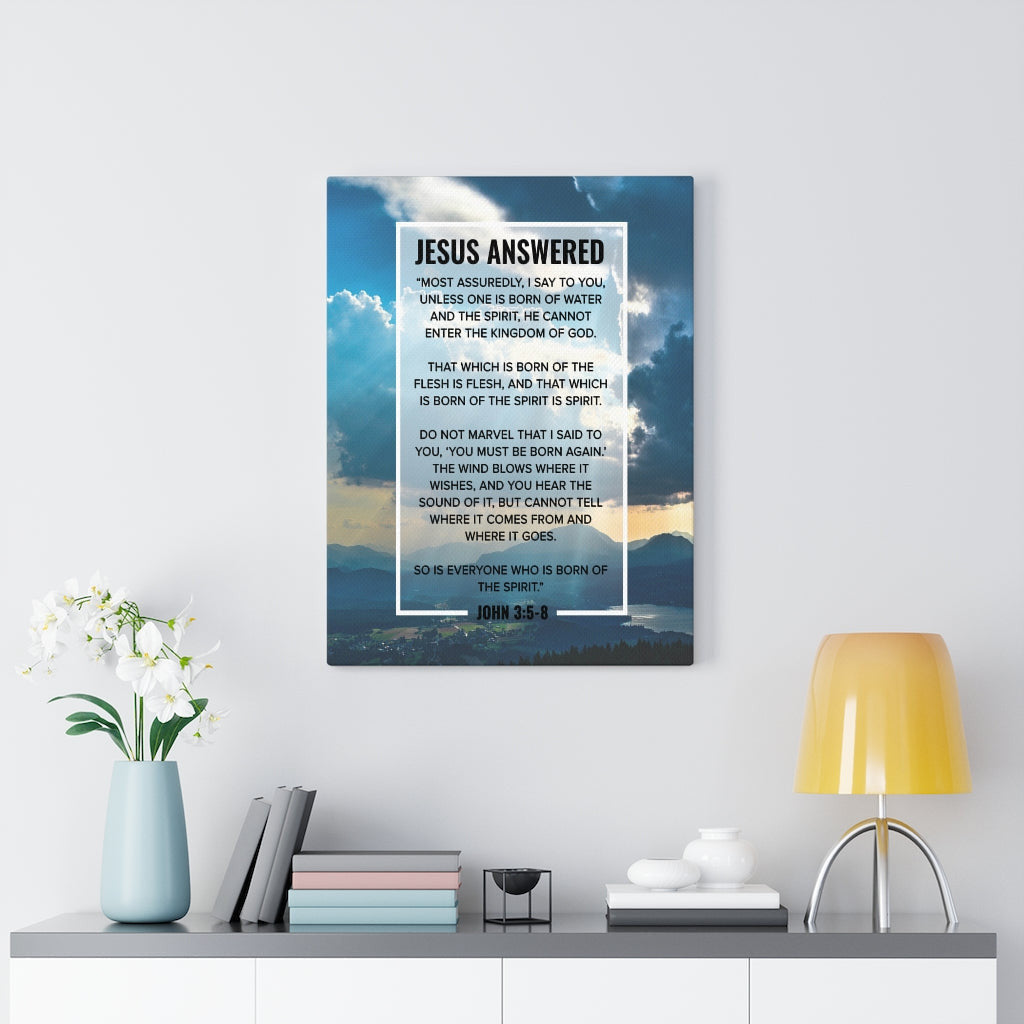 Scripture Canvas Born of the Spirit John 3:5?-?8 Christian Wall Art Bible Verse Meaningful Home Decor Gifts Unique Housewarming Gift Ideas Framed Prints, Canvas